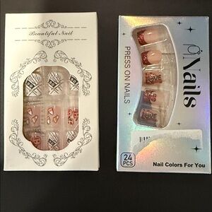 Press On Nails Set with Love Design and Halloween. Holiday nails! NWT get both!